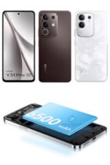 Complete specifications list for the vivo Y31 Pro showing RAM, storage, and chipset, Battery life test results for the vivo Y31 Pro showing screen-on time,