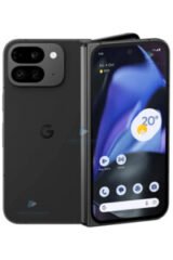 Close-up of the Google Pixel 9 Pro Fold's durable hinge mechanism in Obsidian color.